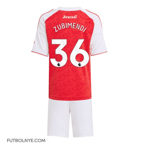 Camiseta Arsenal Martin Zubimendi #36 Primera Equipación para niños 2025-26 manga corta (+ pantalones cortos)